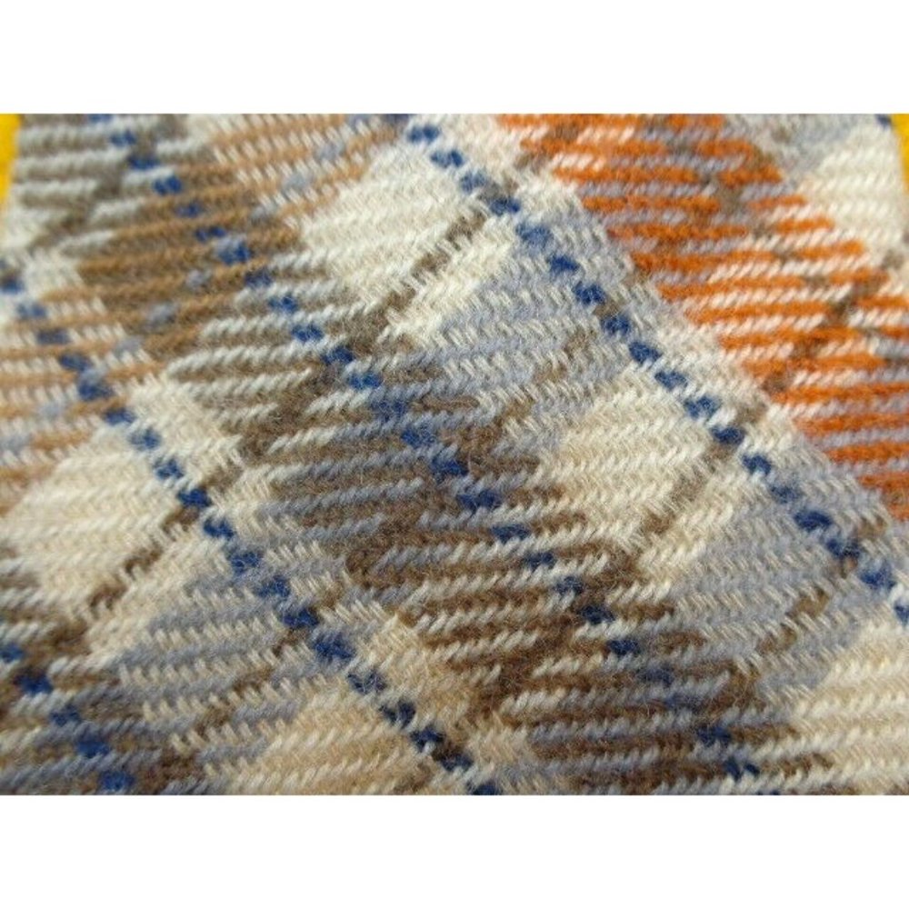 VINTAGE ROOSTER ~ WOOL DRESS SHIRT TIE ~ ORANGE OLIVE TAN ~ PLAID CHECK ~ 56"